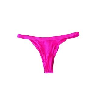 SHEIN Hot Pink Ribbed Thong Bikini Bottom - Swimsuit Bottoms